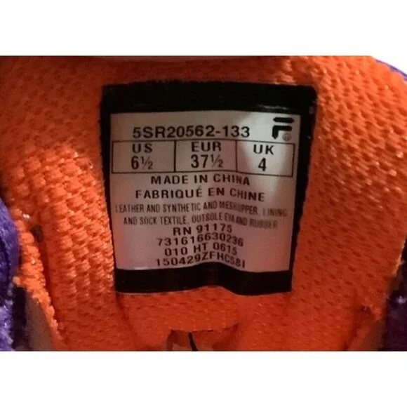 Fila Womens Purple & Orange Athletic Running Shoes Size 6.5 US - Picture 4 of 4